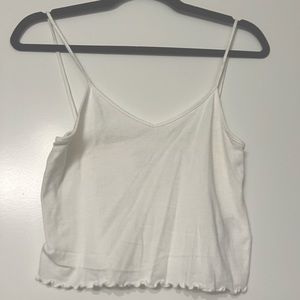 Urban Outfitters Classic White Cropped Tank Top With Frills